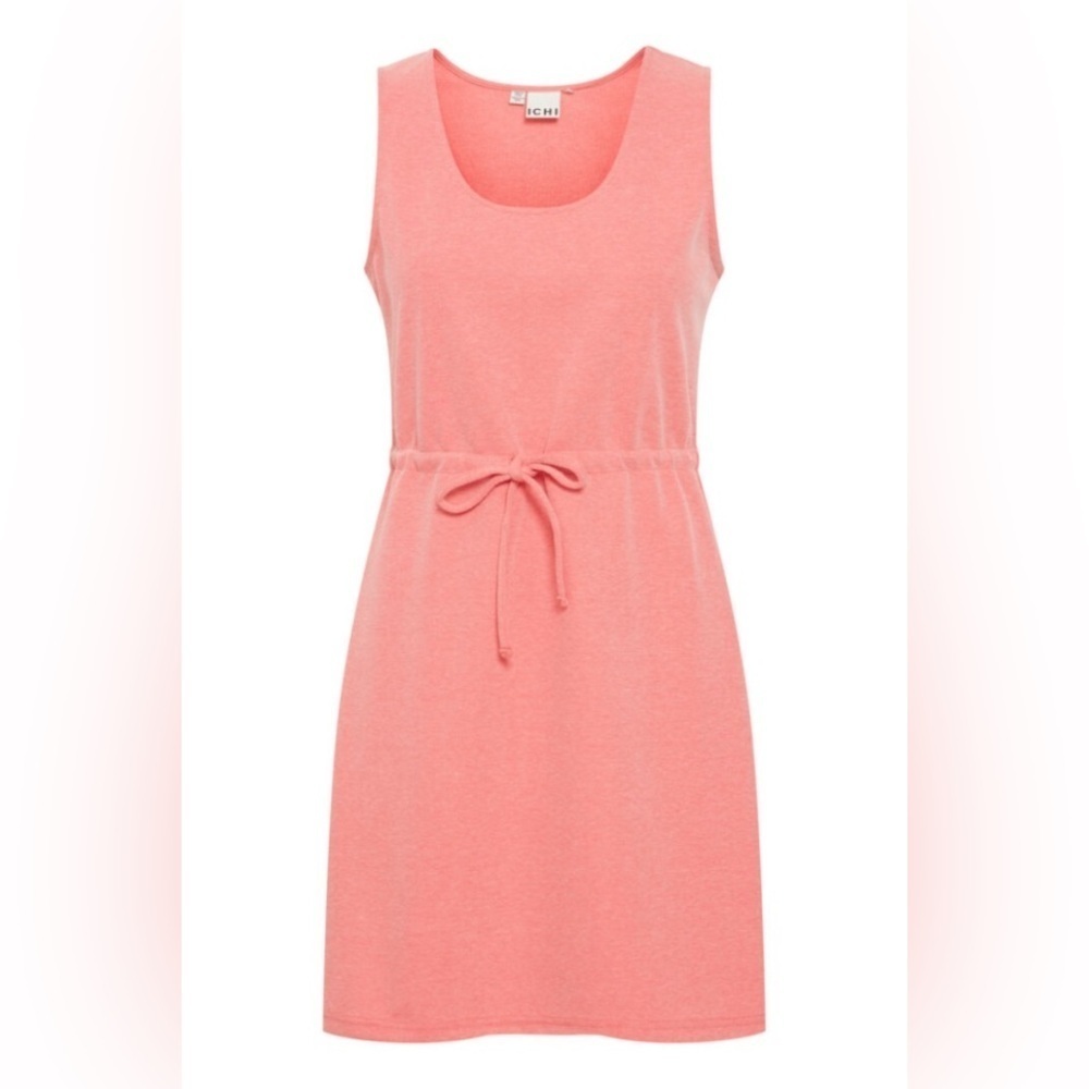 New! Ichi Kate cinched drawstring waist pique calypso pink Dress 35232